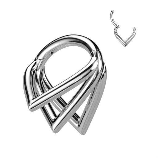 Titanium Triple Chevron Hinged Ring 16G