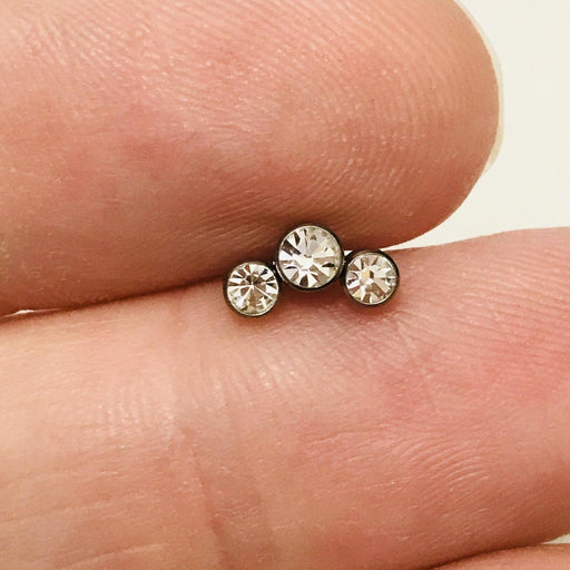 Titanium Triple Gem Cartilage Bar 16G