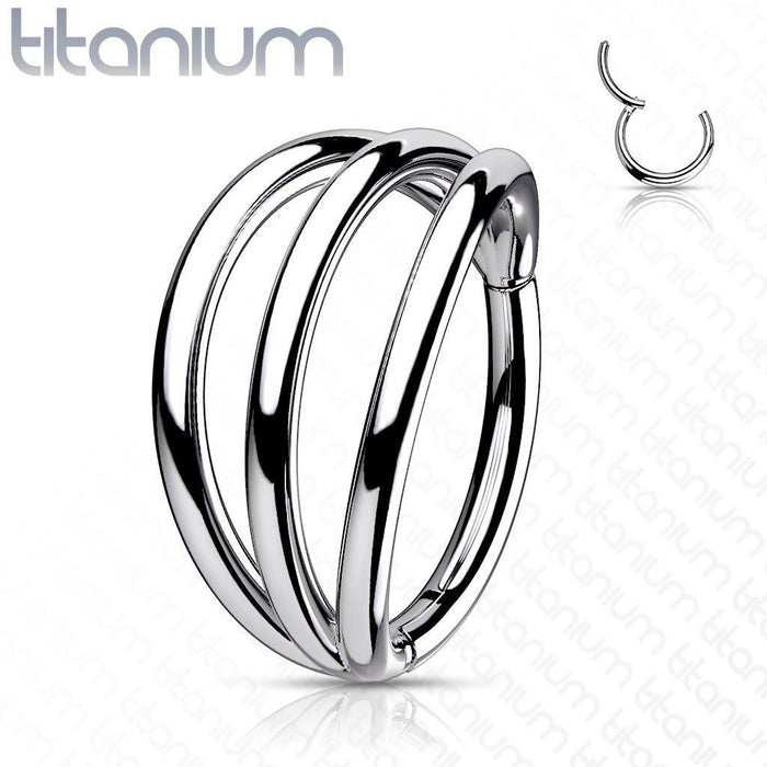 Titanium Triple Line Hinged Ring 16G