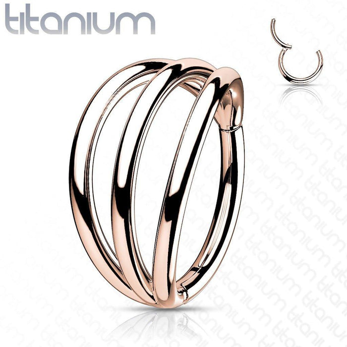 Titanium Triple Line Hinged Ring 16G
