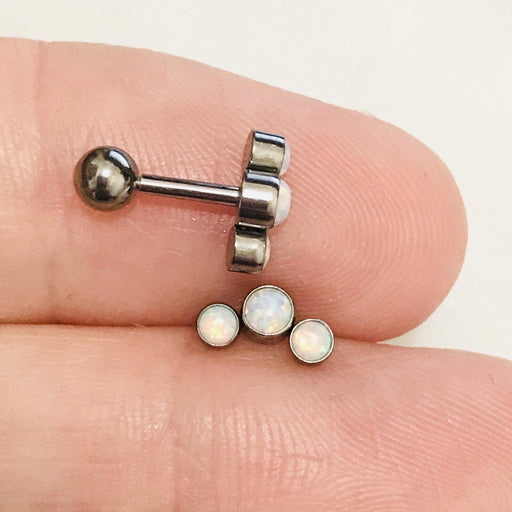 Titanium Triple Opal Cartilage Bar 16G