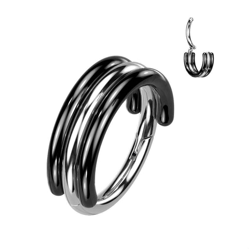Titanium Triple Stacked Hinged Ring 16G