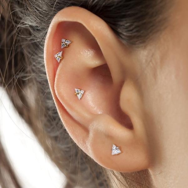 Triangle Gem Labret 16G