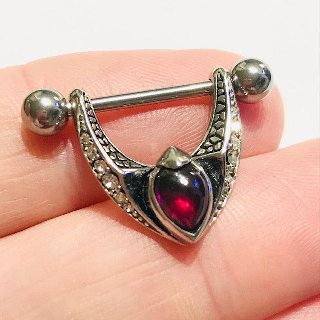 Tribal Garnet Drop Nipple Dangle