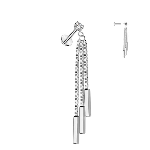 Triple Bar Dangle Labret 16G