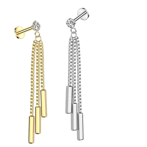 Triple Bar Dangle Labret 16G