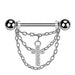Triple Chain Cross Nipple Dangle 14G (Single)