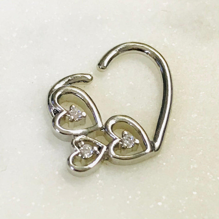 Triple Heart Right Daith Heart Ring 16G