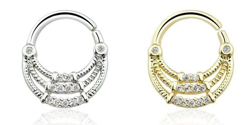 Triple Layer Gem Twist Ring 16G — Totally Pierced