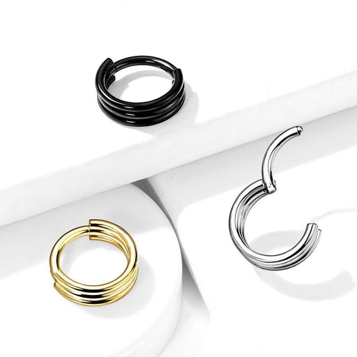 Triple Layered Hinged Ring 16G