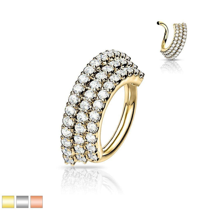 Triple Paved Twist Ring 16G 8mm
