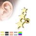 Triple Star Cartilage Bar 16G