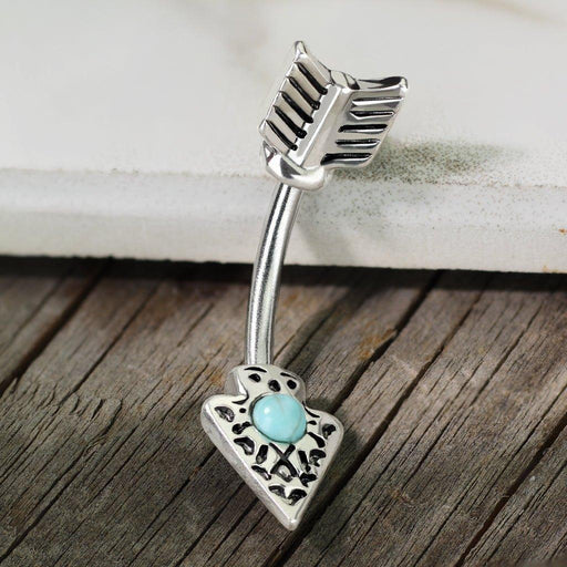 Turquoise Arrow Belly Bar 14G