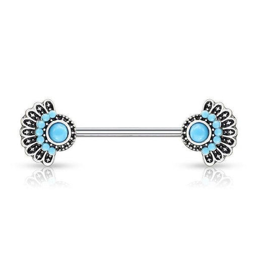 Turquoise Fan Nipple Bar 14G (Single)