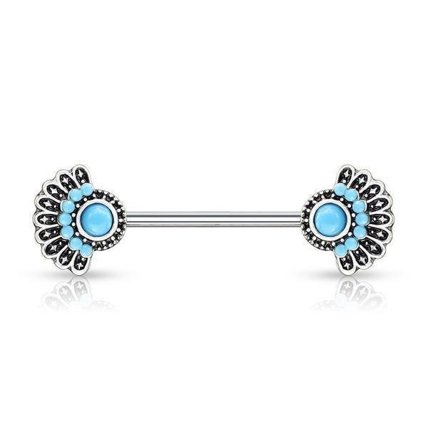 Turquoise Fan Nipple Bar 14G (Single)