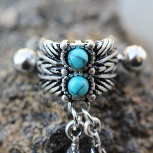 Turquoise Feather Cartilage Cuff 16G