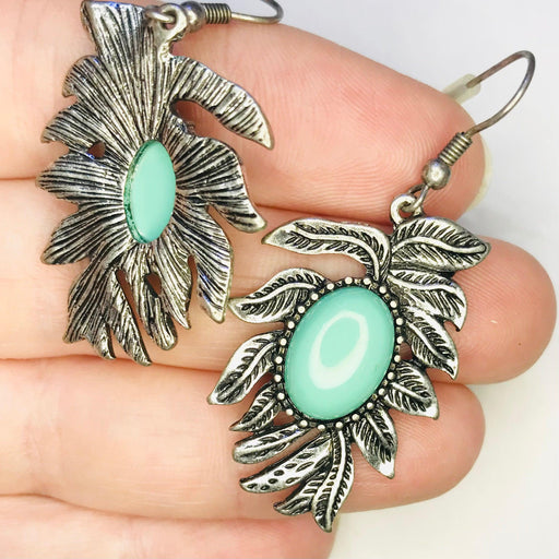 Turquoise Leaves Earring Pair