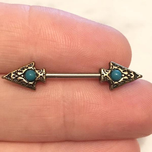 Turquoise Spear Nipple Bar 14G (Single)
