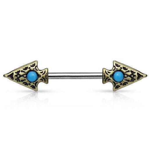 Turquoise Spear Nipple Bar 14G (Single)