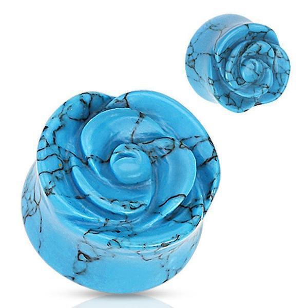 Turquoise Stone Rose Plug 6mm-20mm