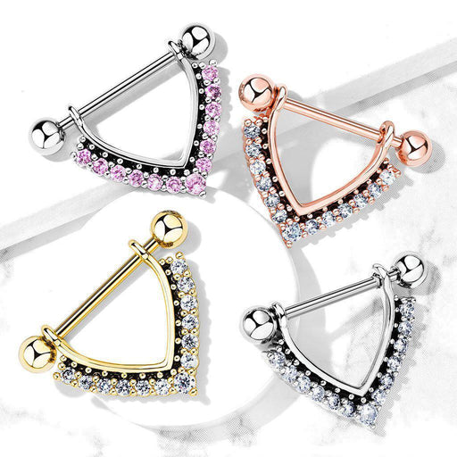 Two Tone Paved Nipple Dangle 14G