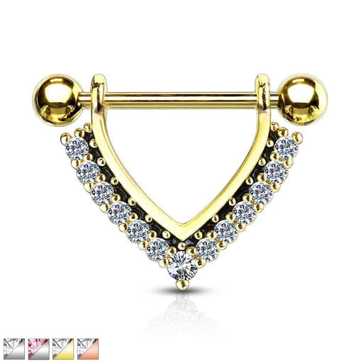 Two Tone Paved Nipple Dangle 14G