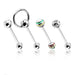 4 Piece Tongue Barbell Pack – 316L Surgical Steel with Gem and Rasta Designs for Tongue or Nipple Piercing