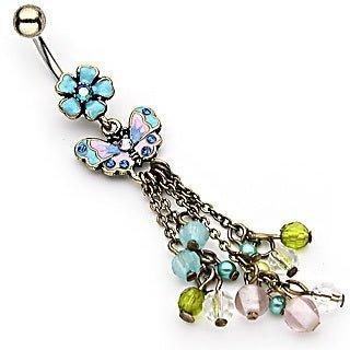 Vintage Butterfly Chain Belly Bar