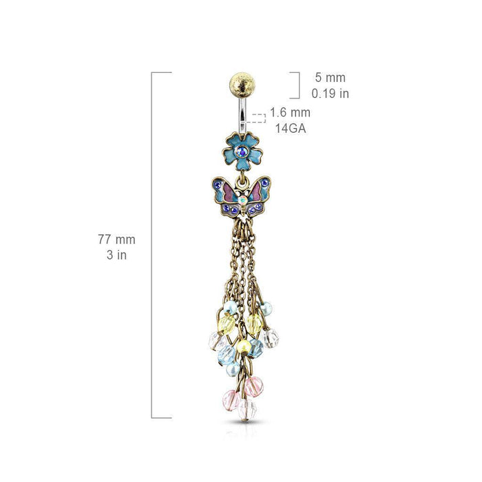 Vintage Butterfly Chain Belly Bar