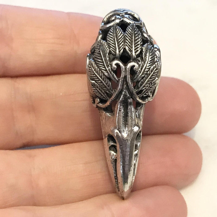 White Brass Crow Skull Ear Weights PAIR