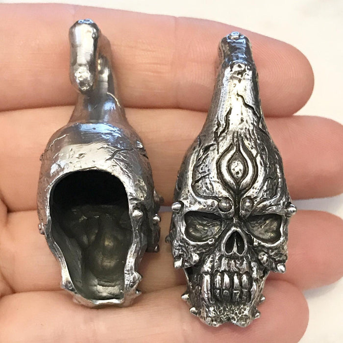White Brass Skull Ear Weights PAIR