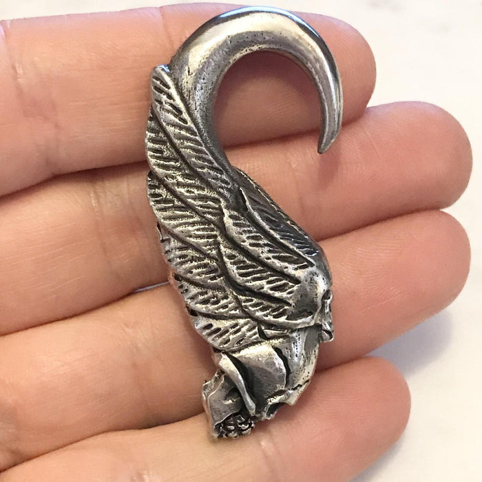 White Brass Skull Ear Weights PAIR