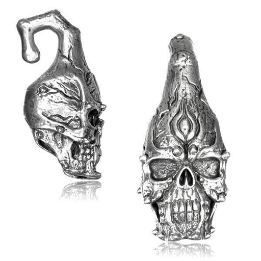 White Brass Skull Ear Weights PAIR