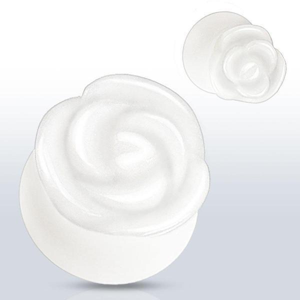 White Jade Stone Rose Plug 6mm-20mm