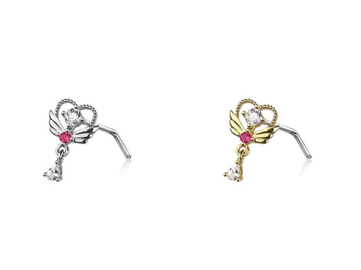 Wing Heart Dangle Nose L Bend 20G