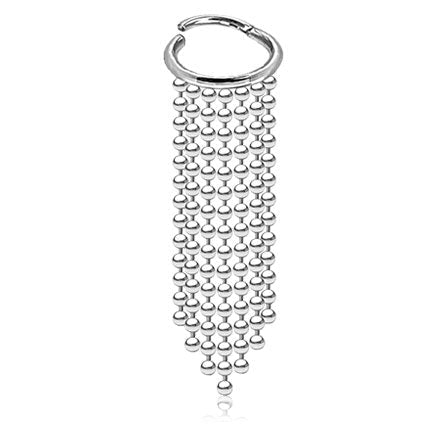 Open Waterfall Chain Hinged Ring – Silver 316L Surgical Steel with Cascading Chain Design for Helix Piercing