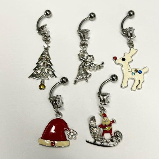 Xmas Dangle Belly Bar 14G