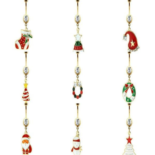 Xmas Dangle Belly Bar 14G
