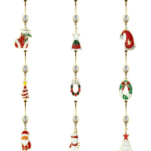 Xmas Dangle Belly Bar 14G