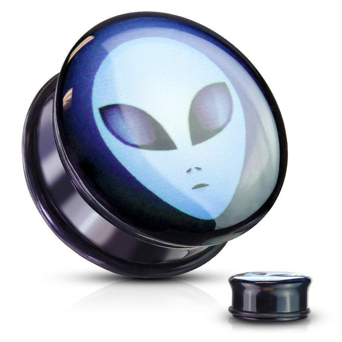 Alien Acrylic Plug 5mm-25mm (Green/Grey)-My Body Piercing Jewellery