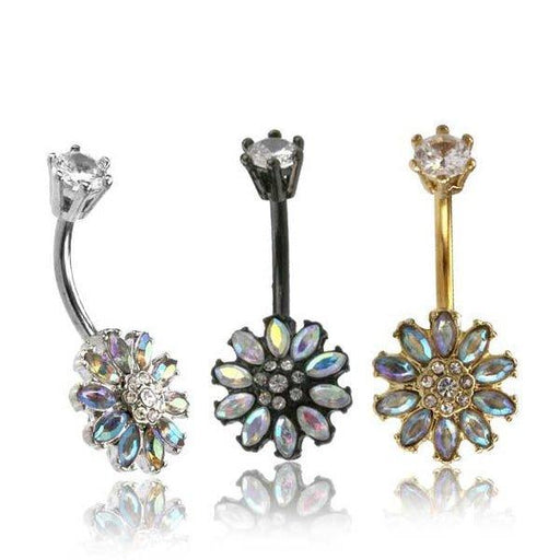 Aurora Flower Belly Bar 14G-My Body Piercing Jewellery