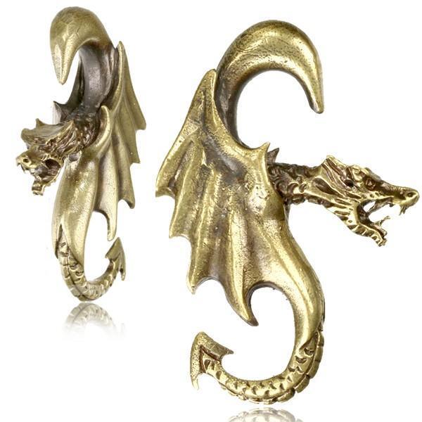 Brass Dragon Ear Weights PAIR-My Body Piercing Jewellery