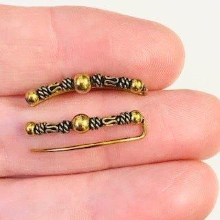 Brass Triple Bead Ear Crawler Pair-My Body Piercing Jewellery