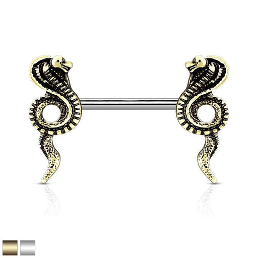 Coiled Cobra Nipple Bar 14G-My Body Piercing Jewellery