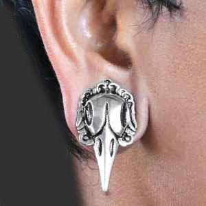 Crow Skull Screw Fit Plug PAIR 6-16mm-My Body Piercing Jewellery