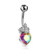 Crown Heart Belly Bar 14G-My Body Piercing Jewellery