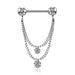 Double Chain Gem Nipple Dangle 14G - My Body Piercing Jewellery