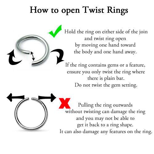 Fixed Side Twisted Ring 20G 18G 16G-My Body Piercing Jewellery