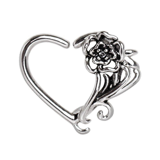 Floral Heart Left Daith Ring 16G-My Body Piercing Jewellery