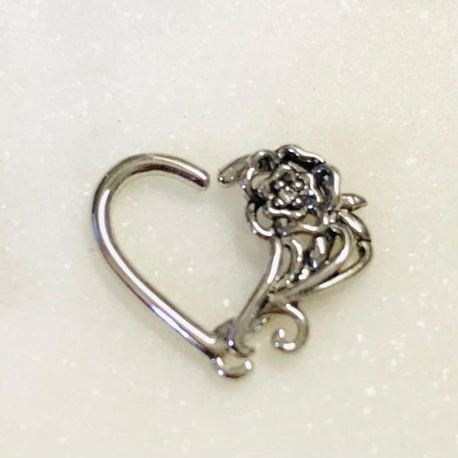 Floral Heart Left Daith Ring 16G-My Body Piercing Jewellery